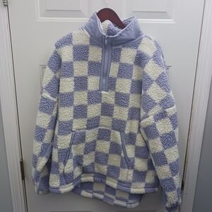 Checkered Fleece Pullover